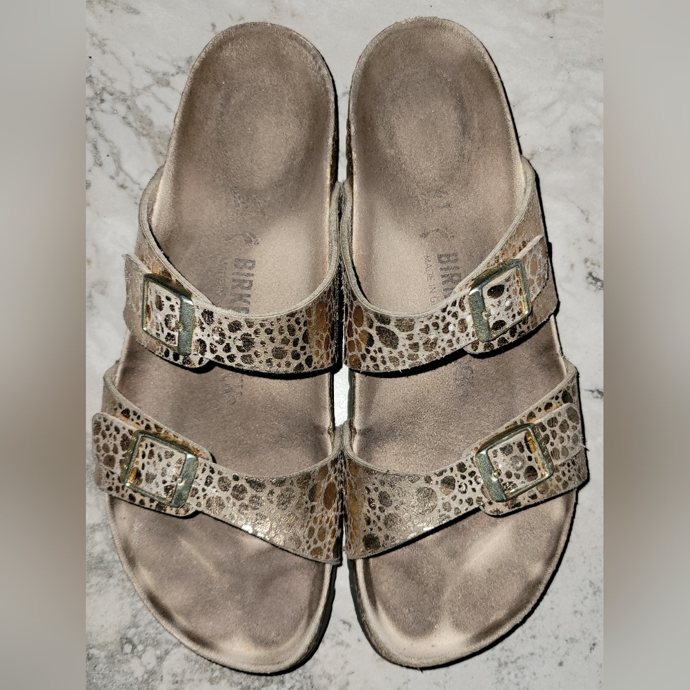 Birkenstock Arizona Metallic Stone Bronze Copper Sz 41 - Picture 2 of 11